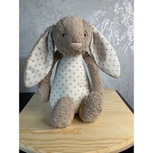 Little Jellycat Starry Bashful Bunny Rabbit Rattle Soft Plush Tan White Stars